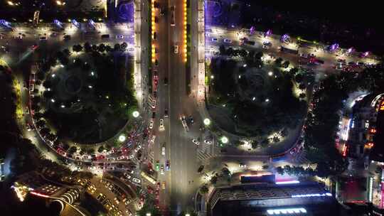 航拍广西桂林夜景桂林城市风光