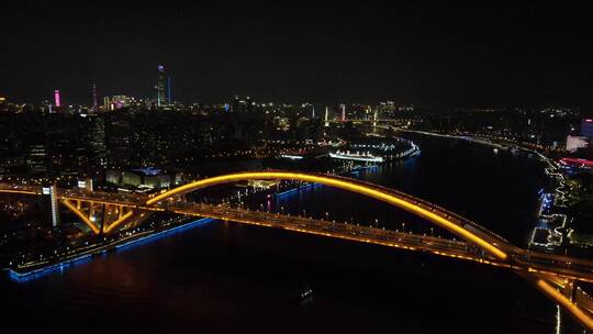 上海卢浦大桥夜景4K航拍原素材