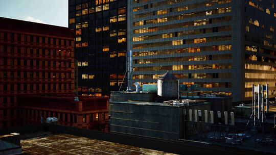 从建筑物屋顶看城市夜景