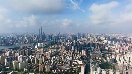 上海杨浦区与陆家嘴航拍延时视频素材模板下载
