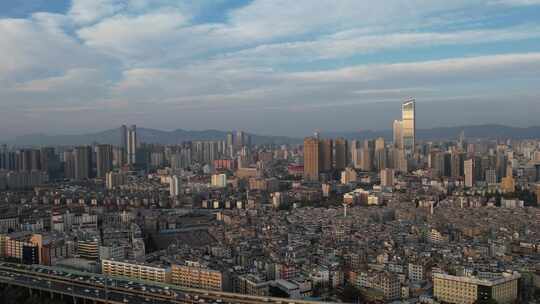 4K云南昆明城市大景建筑群航拍视频