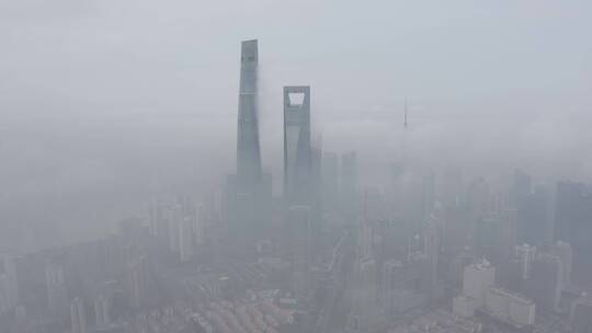 【4K-Dlog】上海陆家嘴世纪大道平流雾穿云