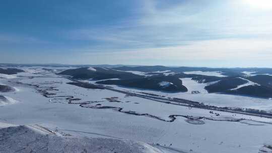 延时航拍内蒙古冬季雪原