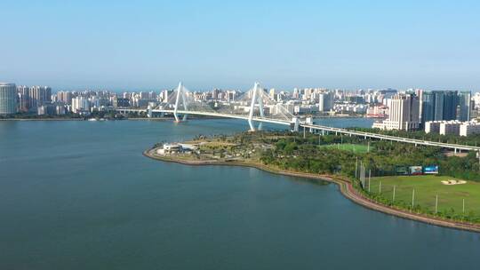 4K航拍海南省海口市世纪大桥