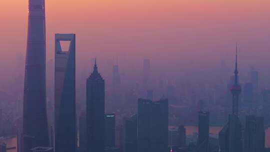 航拍上海陆家嘴东方明珠城市夜景