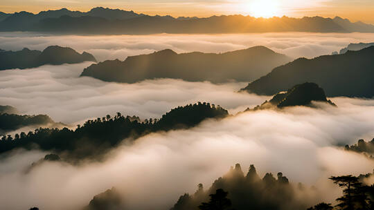 山峰云海合集张家界奇峰山脉日出大自然风景