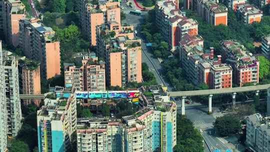 重庆大渡口区城市轻轨航拍视频素材模板下载