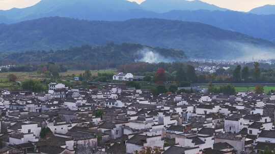 安徽卢村皖南秋色徽派建筑村落