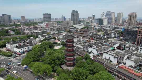 浙江宁波天封塔地标建筑航拍