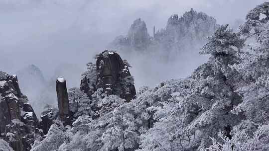 安徽黄山雪景视频素材模板下载