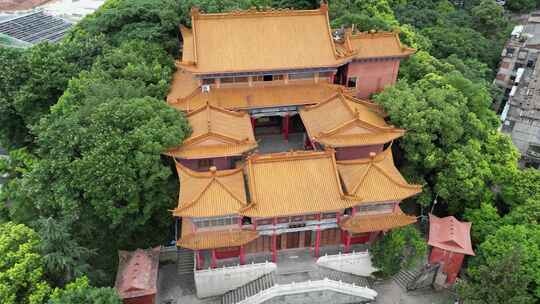 航拍衡阳回雁峰景区雁峰烟雨雁峰寺