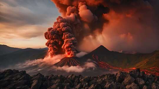 火山喷发壮丽景观