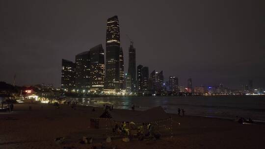 青岛五四广场夜景灯光秀航拍