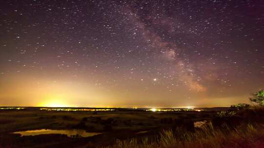 群山星夜时间流逝