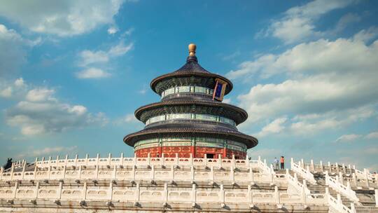 北京天坛公园祈年殿蓝天白云延时摄影