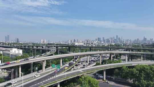 南京秦淮区双桥门立交车流南京市中心大景