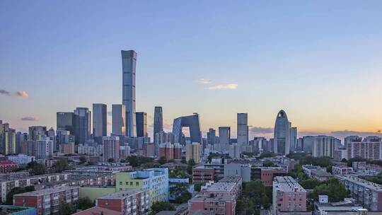 北京城市建筑风光4K日转夜延时视频