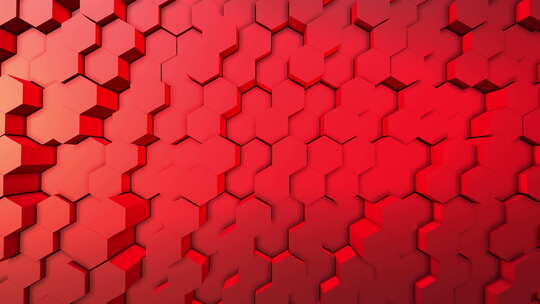 红色六边形方块动画