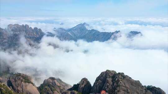 黄山壮观云海航拍延时风景视频素材