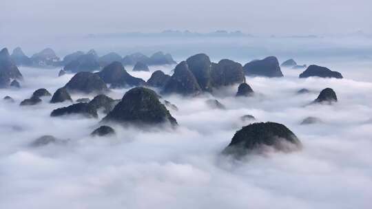 桂林山水云海航拍