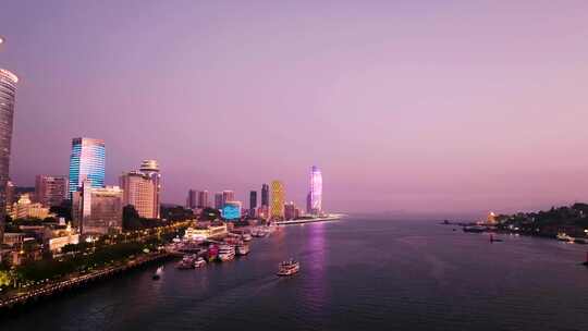 厦门鼓浪屿 双子塔 鹭江道 游轮 夜景