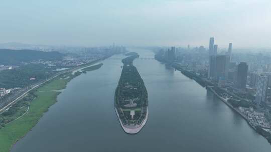 长沙橘子洲头航拍湘江橘子洲景区长沙地标