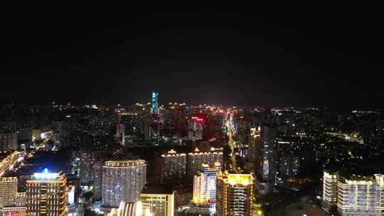 航拍福建福州城市夜景