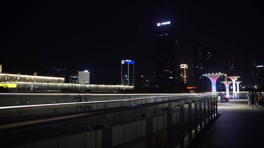 杭州滨江钱江世纪公园亚运会场地夜景视频素材模板下载