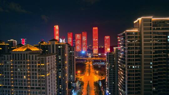 广西南宁城市夜景航拍