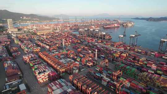 深圳盐田港港口货轮集装箱航海航拍视频素材模板下载