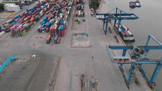 佛山南海国际货柜码头港口视频素材模板下载