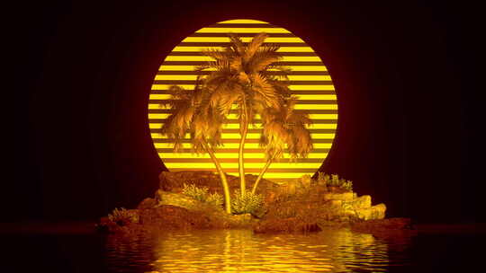 棕榈树的抽象场景