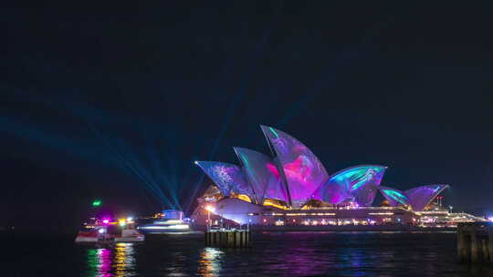 悉尼歌剧院夜景视频素材模板下载