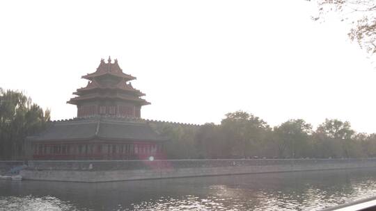 北京紫禁城角楼护城河意境4K实拍镜头视频素材模板下载