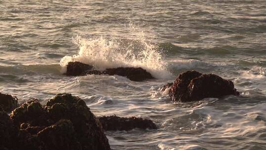 大海礁石海浪浪花