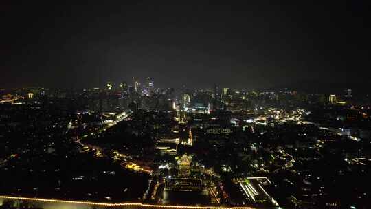 江苏南京城市夜景灯光秦淮河夜景航拍