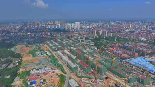 航拍枣庄薛城临山片区正在建设的小高层