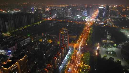 杭州钱塘新区下沙夜晚夜景车流延时