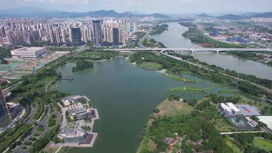 福建漳州碧湖生态公园航拍