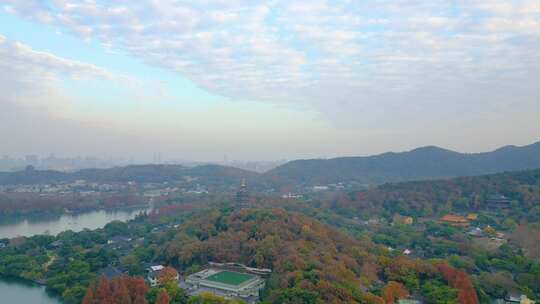 杭州西湖景区雷峰塔航拍