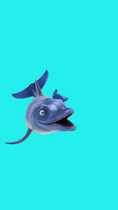 有趣的3D卡通海豚垂直动画（包括alph