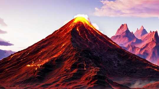 岩浆涌动的火山景象