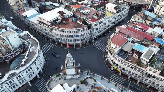 航拍中国福建厦门市思明区老城区骑楼建筑群