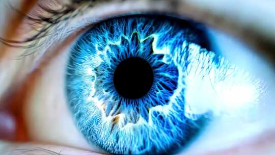 蓝色眼睛微距特写画面
