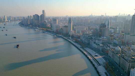 上海外滩黄浦区城市风景视频素材航拍