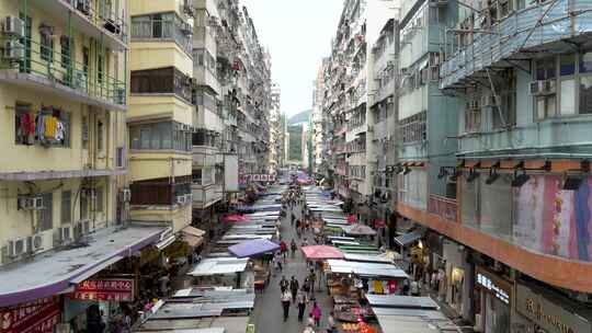 香港城市街道集市人群街景