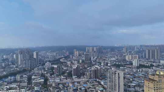 航拍四川乐山城市建设乐山大景