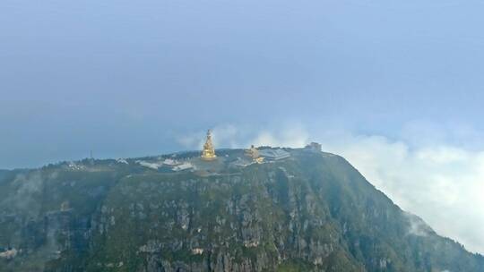 高清航拍四川峨眉山金顶万佛顶山脉