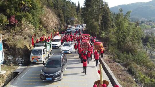 航拍乡村请林公民俗文化活动