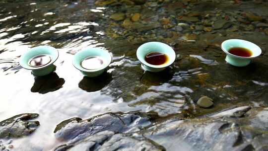 河边唯美红茶中国茶文化冲泡红茶热茶